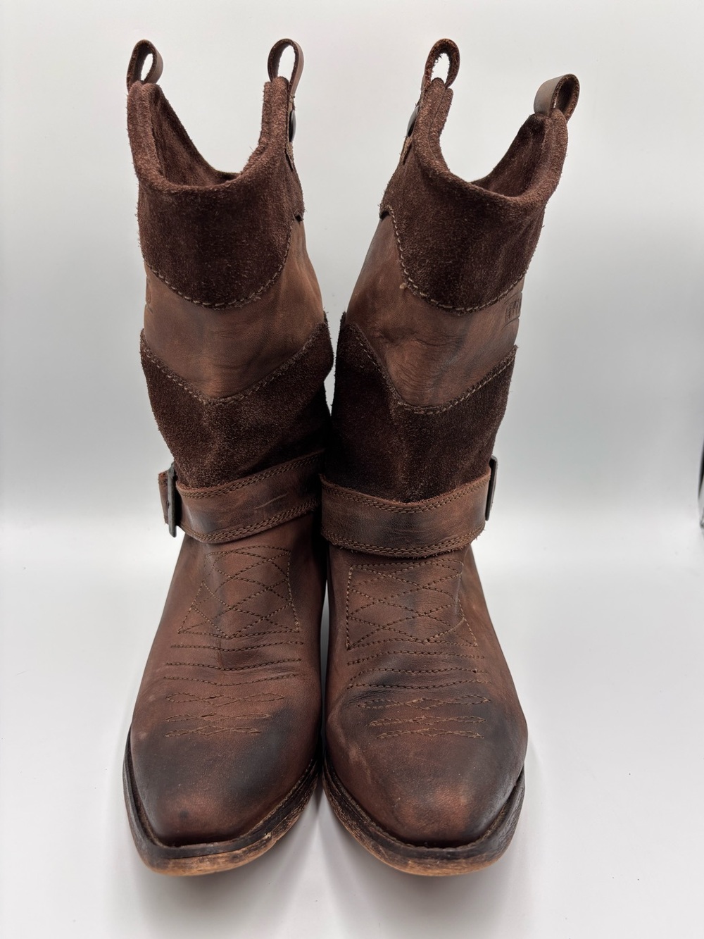 Womens Brown Superdry & Co. Adjustable Buckle Leather/Suede Cowboy Boots  Size 4